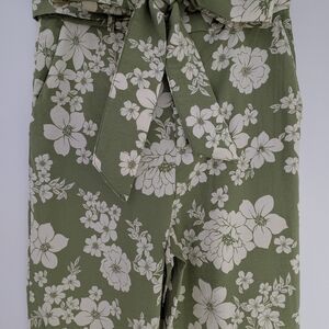 Mango Women's Floral Green Pants